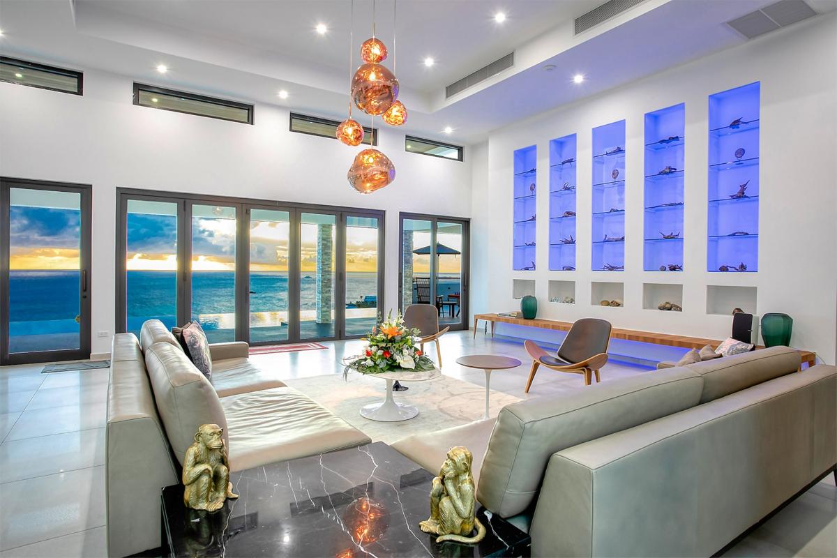 7 bedrooms luxury villa rental St Martin - Othe sunset from living room